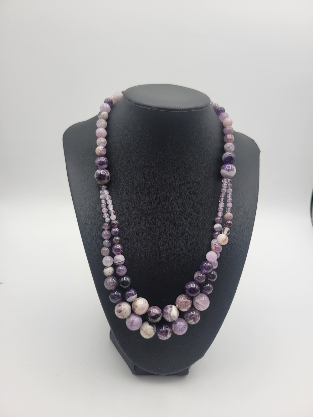 Modern Purple Multi-Bead Amethyst Layered Women's Necklace